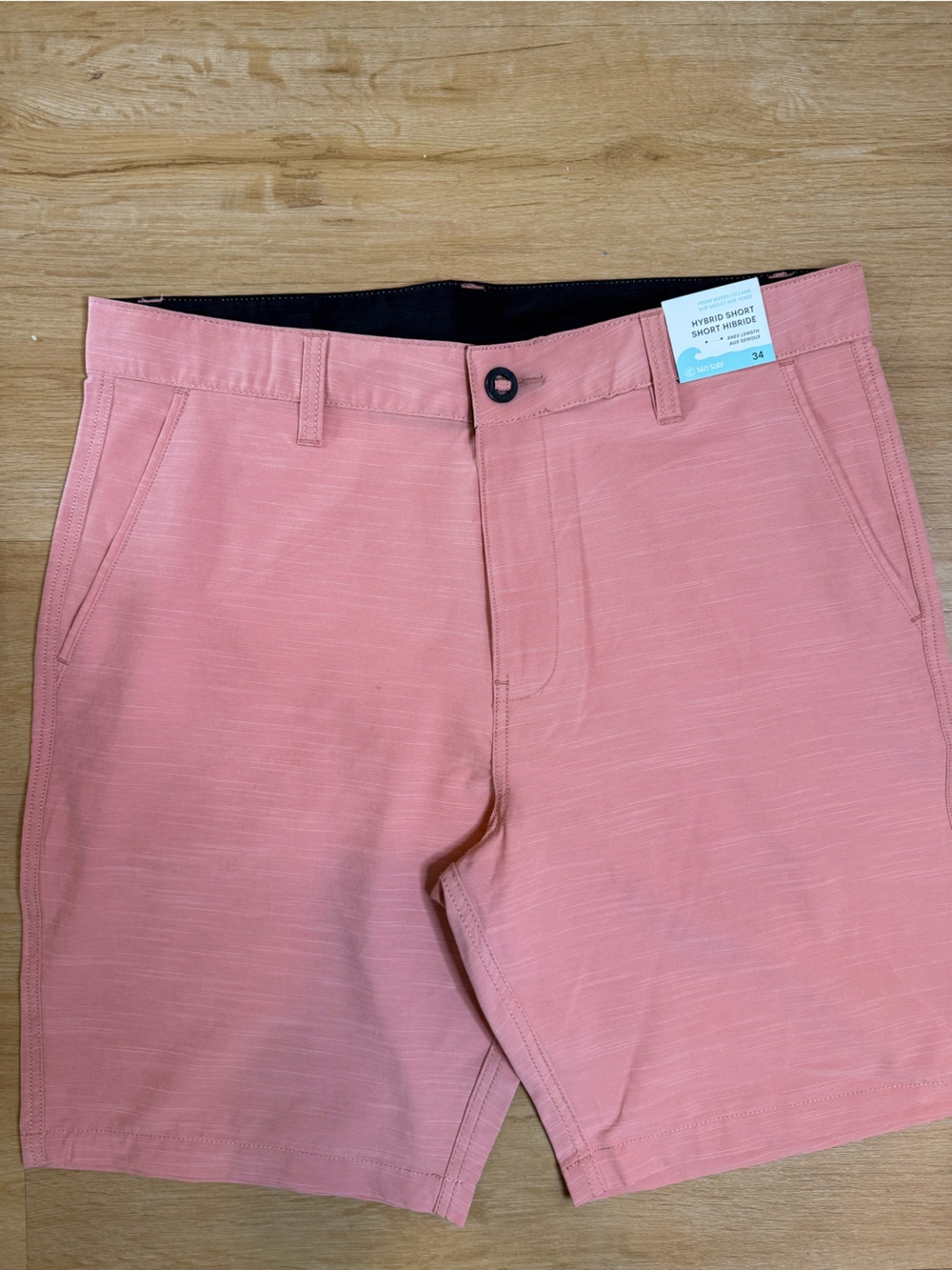NWT 360 Surf Mens Coral Pink Stretch Hybrid Swim Shorts